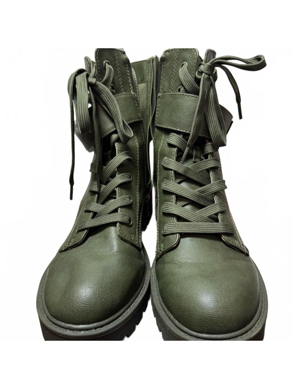 Guess Los Angeles Olive Green Combat Lug Boots Women’s Size 9M